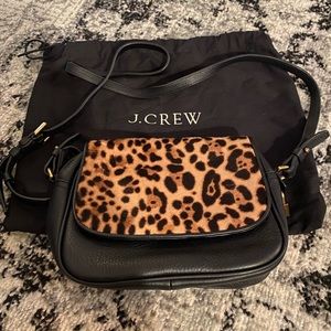 J. Crew leather/leopard bag